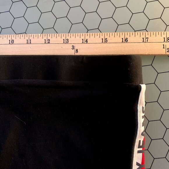 Tommy Jeans Leggings Womens Waist 34" Black Side Stripe Cropped Retro Pants RARE - Picture 5 of 14